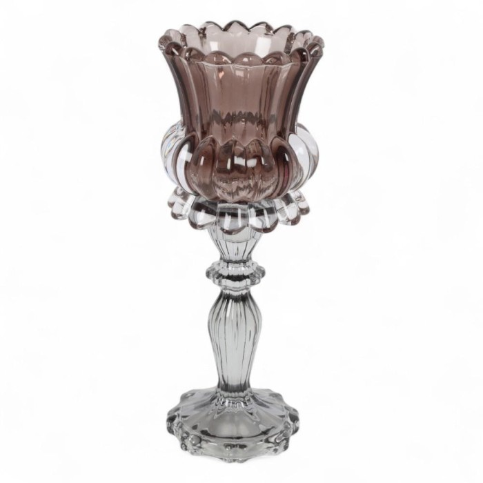 PORTACANDELA VETRO ANNEMARIE MARRONE H.18.5